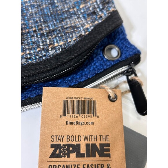 NWT DIME BAGS Zipline Hemp Pouch W Clip, 5” Midnight Blue 2 Pocket - Picture 4 of 9